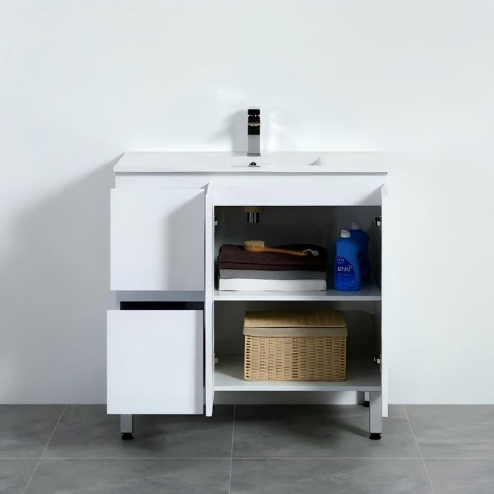 600-1800*460*880mm Poseidon Nordic Gloss White Standard With Legs PVC Freestanding Vanity