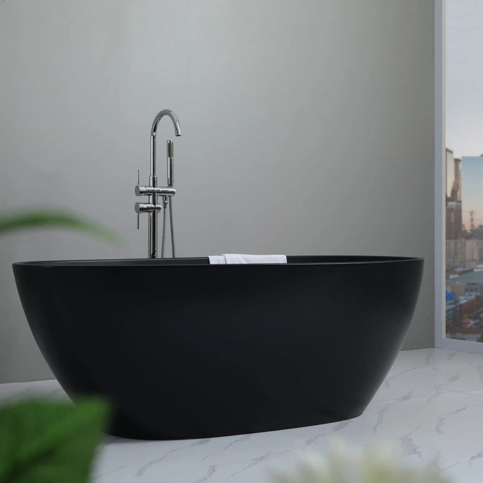 1500-1700*810*590mm Poseidon STBT Matt Black Oval Acrylic Freestanding Bathtub