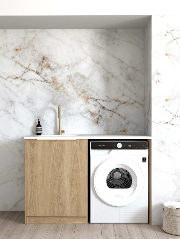 1300*600*900mm Otti Byron/Bondi Laminated Natural Oak Base Laundry Cabinet With Stone Top And Sink