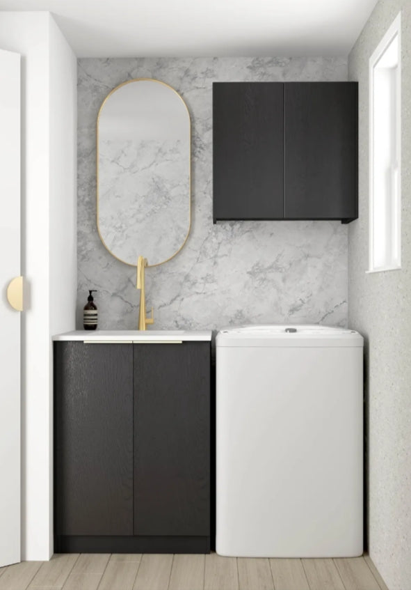 650*600*900mm Otti Byron/Bondi Laminated Black Oak Moisture Resistant Plywood Mini Laundry