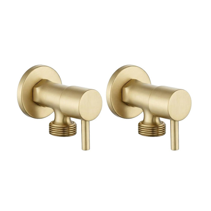 Aquaperla Round Solid Brass 1/4 Turn Bathroom Washing Machine Stops