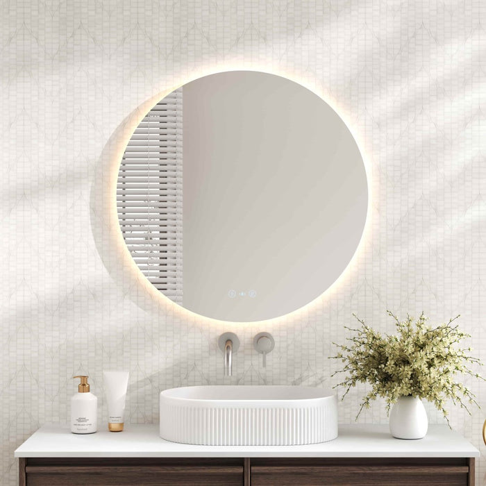 600-900mm Mercio Luna Frameless Glass Copper-free Round Pencil Edge LED Mirror