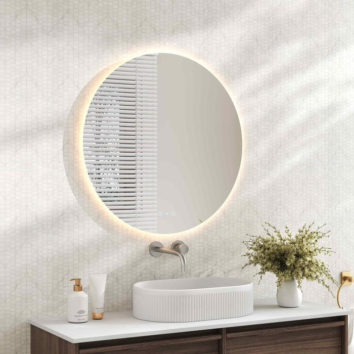 600-900mm Mercio Luna Frameless Glass Copper-free Round Pencil Edge LED Mirror