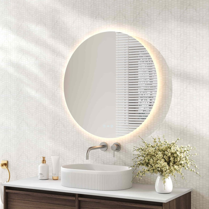 600-900mm Mercio Luna Frameless Glass Copper-free Round Pencil Edge LED Mirror