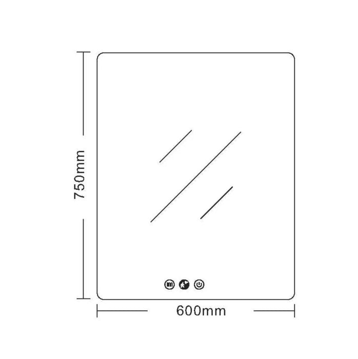 600*750*35mm Mercio Frameless Copper-free Glass Rectangle Pencil Edge LED Mirror