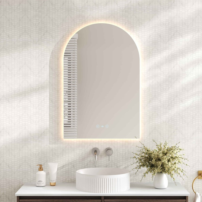 900*600*5mm Mercio Luna Frameless Copper-free Glass Arch Pencil Edge LED Mirror