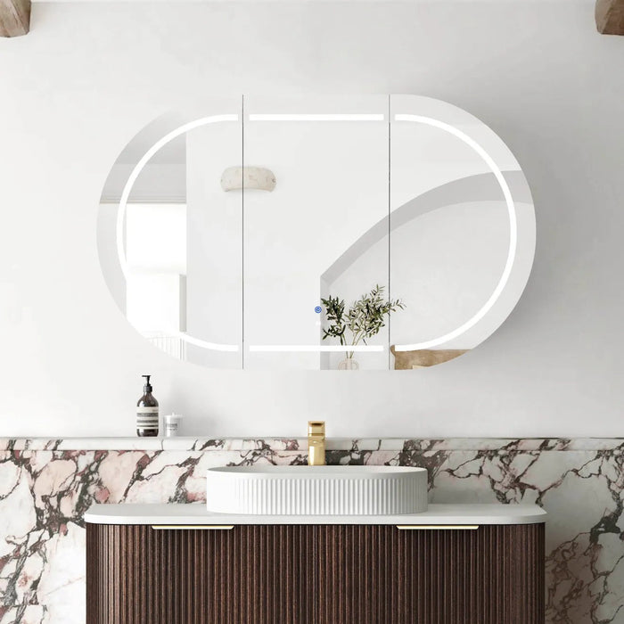 1200*750mm Otti LED Bondi Oval Curved Moisture Resistant Plywood Shaving Cabinet