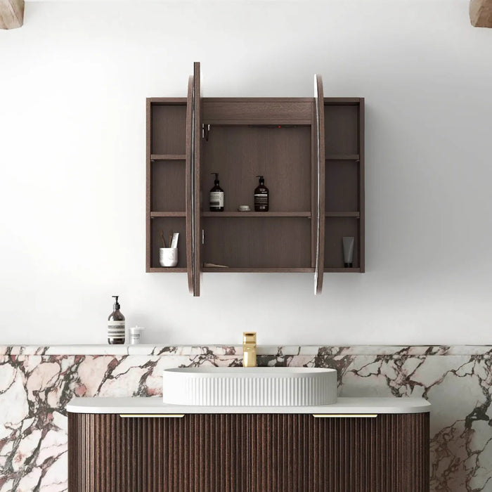 1200*750mm Otti LED Bondi Oval Curved Moisture Resistant Plywood Shaving Cabinet