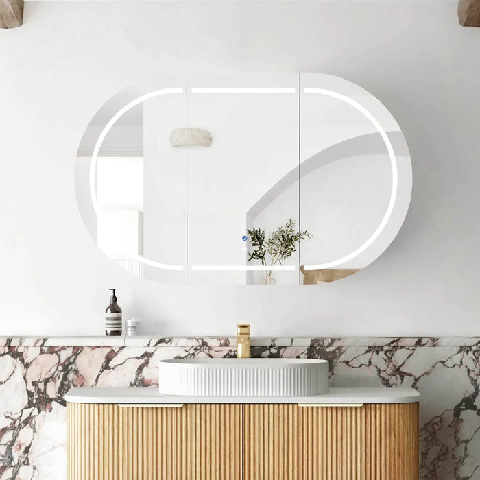 1200*750mm Otti LED Bondi Oval Curved Moisture Resistant Plywood Shaving Cabinet