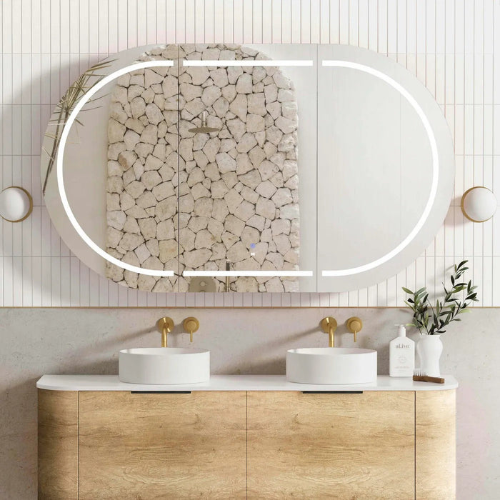 1500*900mm Otti LED Bondi Oval Curved Moisture Resistant Plywood Shaving Cabinet