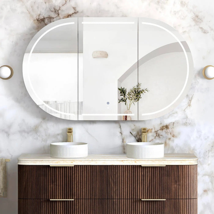 1500*900mm Otti LED Bondi Oval Curved Moisture Resistant Plywood Shaving Cabinet