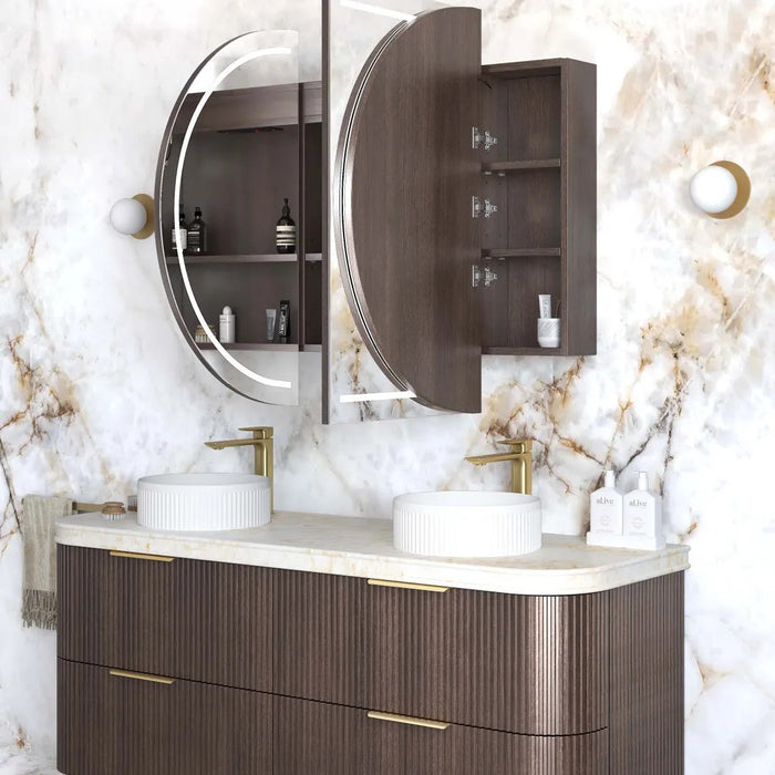 1500*900mm Otti LED Bondi Oval Curved Moisture Resistant Plywood Shaving Cabinet