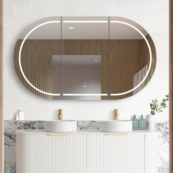 1500*900mm Otti LED Bondi Oval Curved Moisture Resistant Plywood Shaving Cabinet