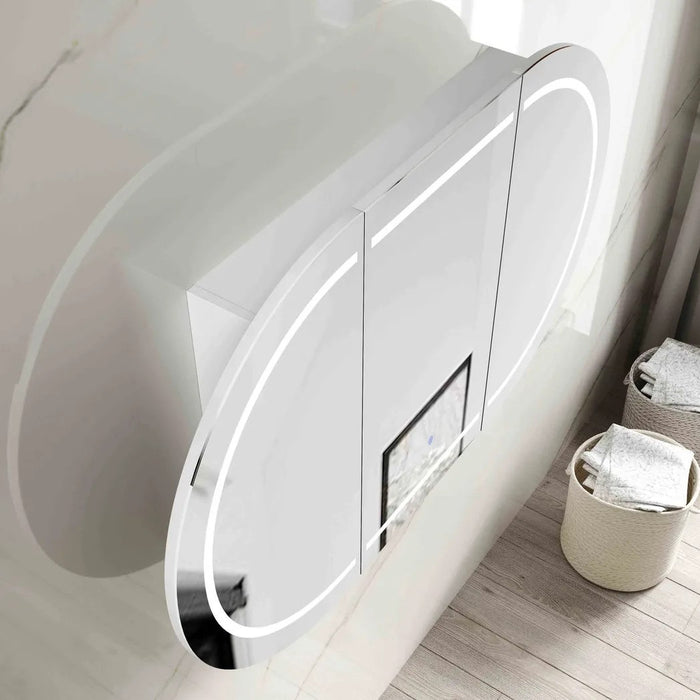 1500*900mm Otti LED Bondi Oval Curved Moisture Resistant Plywood Shaving Cabinet