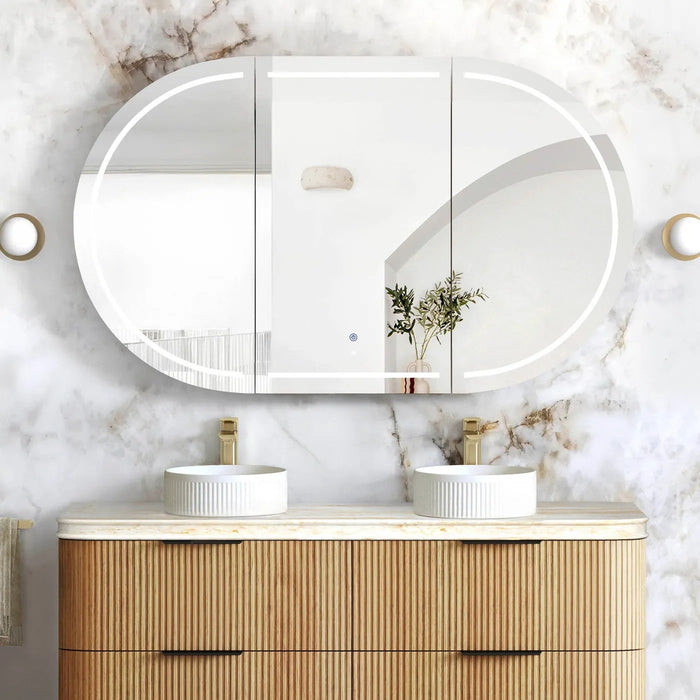 1500*900mm Otti LED Bondi Oval Curved Moisture Resistant Plywood Shaving Cabinet
