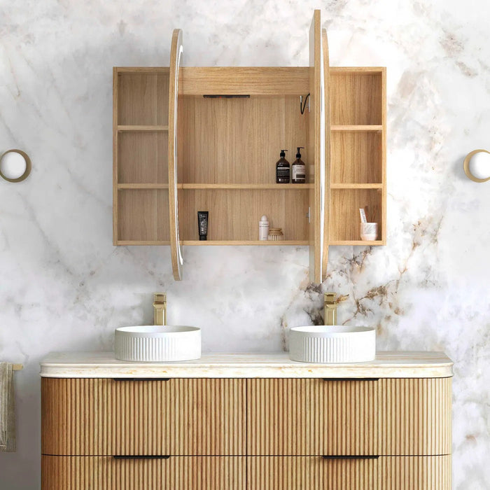 1500*900mm Otti LED Bondi Oval Curved Moisture Resistant Plywood Shaving Cabinet