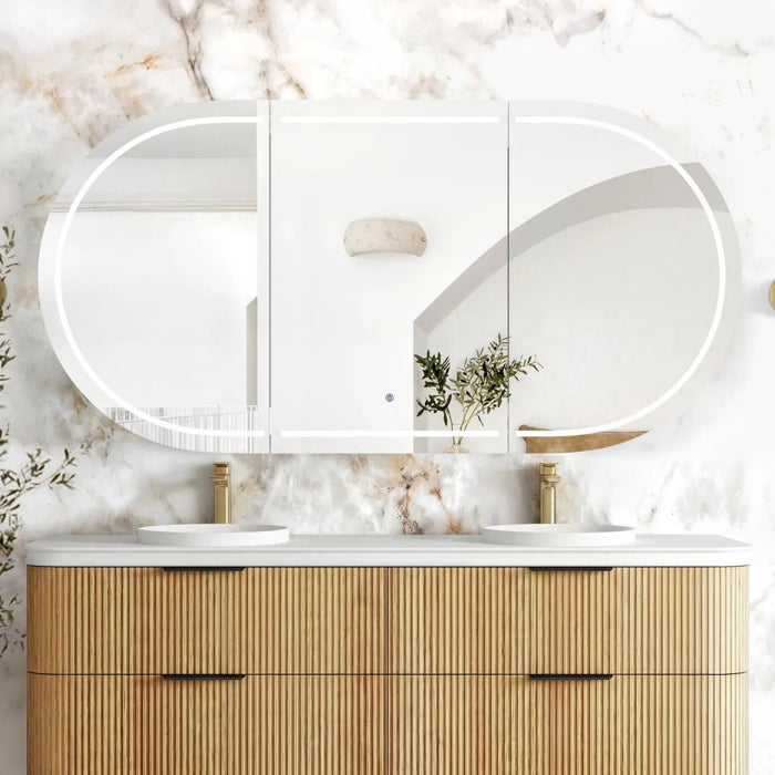 1800*900mm Otti LED Bondi Oval Curved Moisture Resistant Plywood Shaving Cabinet