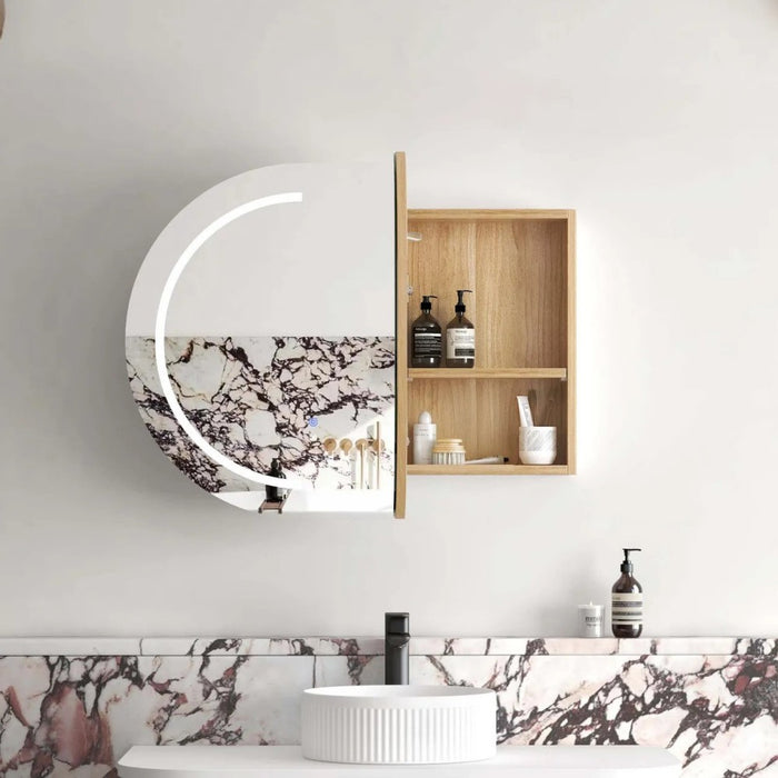 900*600mm Otti LED Bondi Oval Curved Moisture Resistant Plywood Shaving Cabinet
