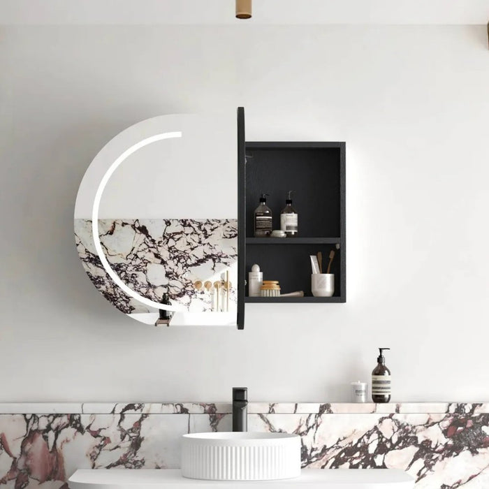900*600mm Otti LED Bondi Oval Curved Moisture Resistant Plywood Shaving Cabinet