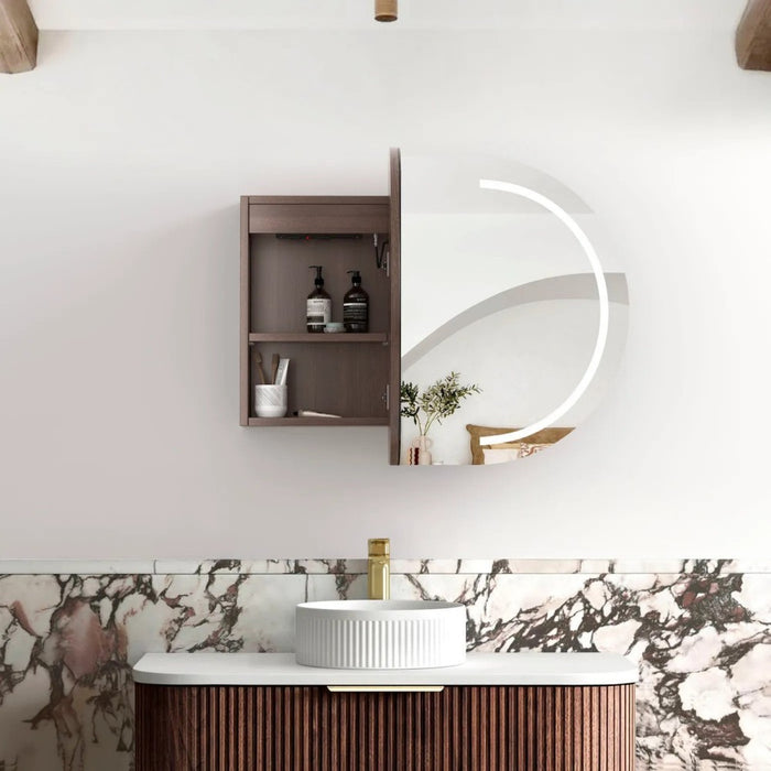 900*600mm Otti LED Bondi Oval Curved Moisture Resistant Plywood Shaving Cabinet