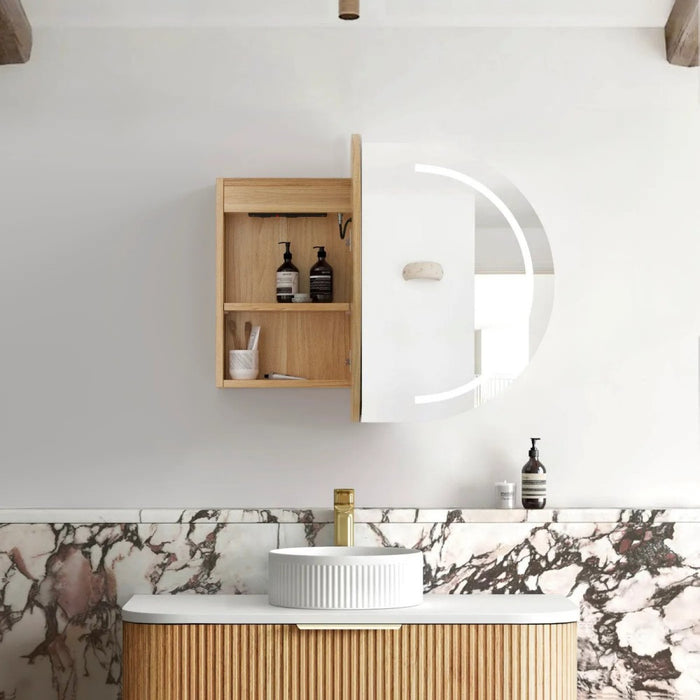 900*600mm Otti LED Bondi Oval Curved Moisture Resistant Plywood Shaving Cabinet