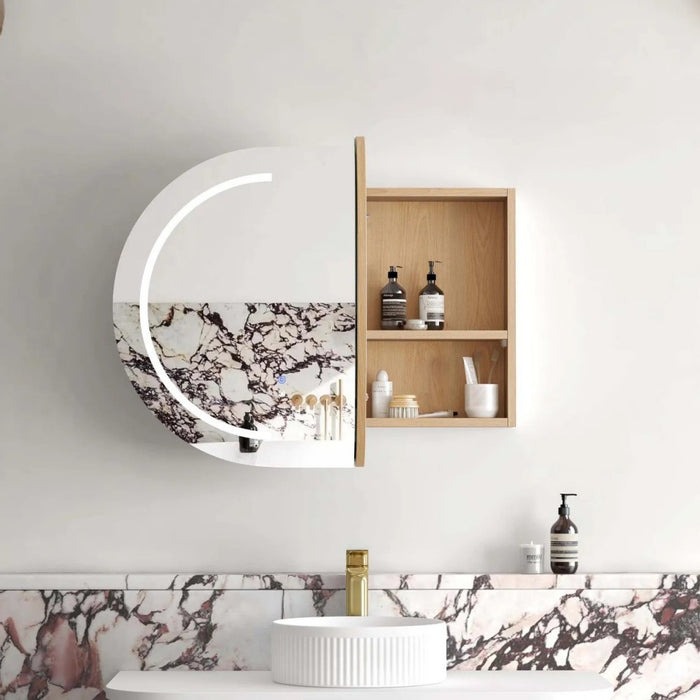900*600mm Otti LED Bondi Oval Curved Moisture Resistant Plywood Shaving Cabinet