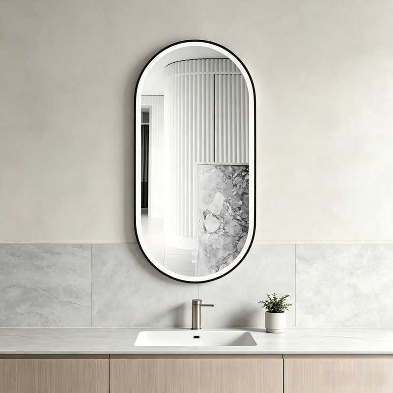 900*450mm Otti Noosa Metal Frame Oval Tuffi LED Mirror