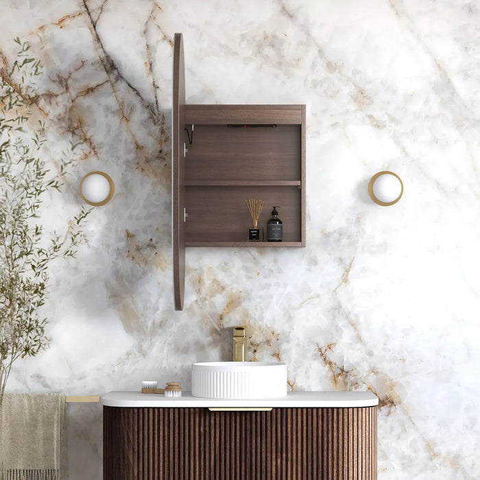 900*450mm Otti LED Noosa Oval Moisture Resistant Plywood Shaving Cabinet