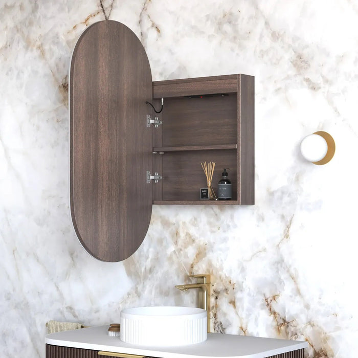 900*450mm Otti LED Noosa Oval Moisture Resistant Plywood Shaving Cabinet