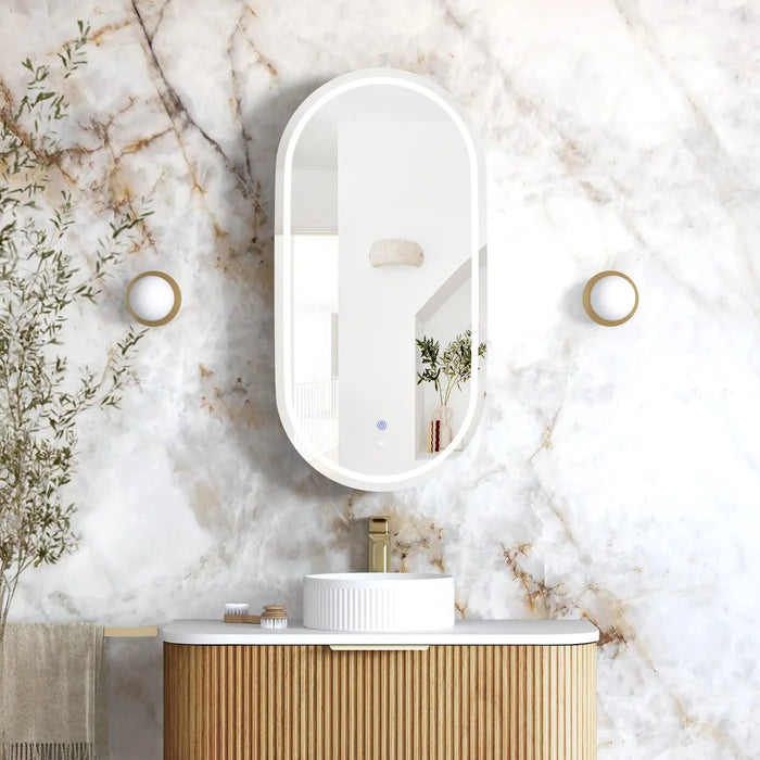 900*450mm Otti LED Noosa Oval Moisture Resistant Plywood Shaving Cabinet