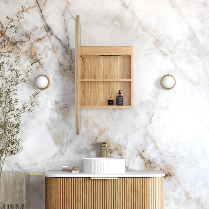 900*450mm Otti LED Noosa Oval Moisture Resistant Plywood Shaving Cabinet