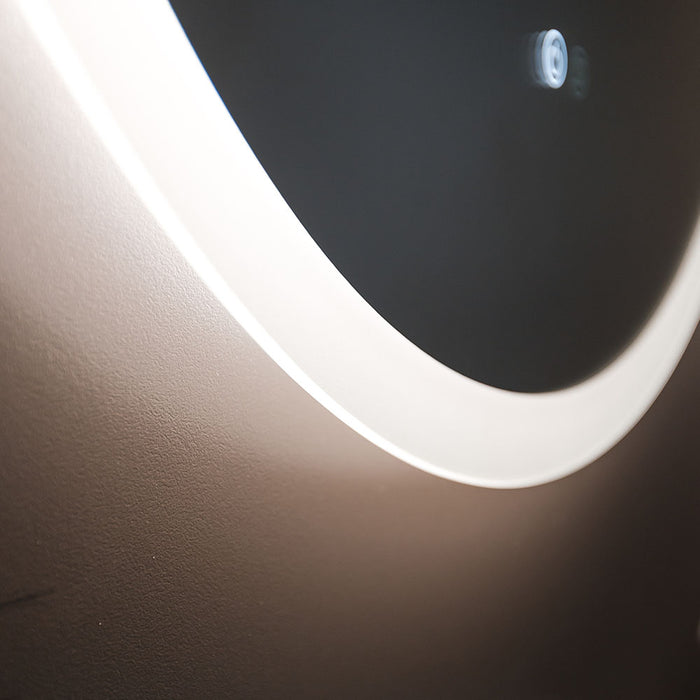 696*696*5mm Fienza Kaya Round Pencil Edge Illuminating On/Off Touch Sensor Framed LED Mirror