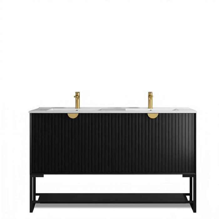 600-1500*460*550mm Marlo Matte Black Bathroom Freestanding Vanity With Legs - Cabinet Only and Ceramic / Stone Top