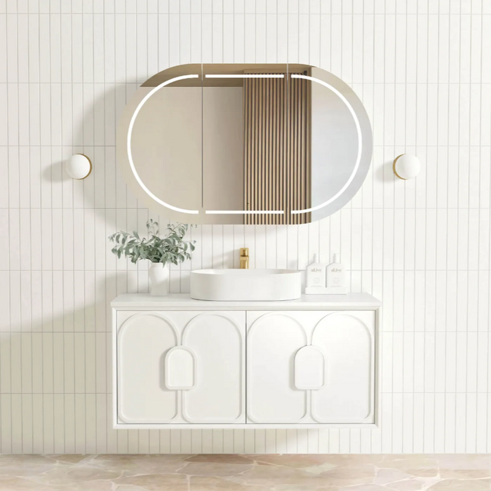 600-1800*460*550mm Laguna Satin White High Moisture Resistant Plywood Wall Hung Vanity