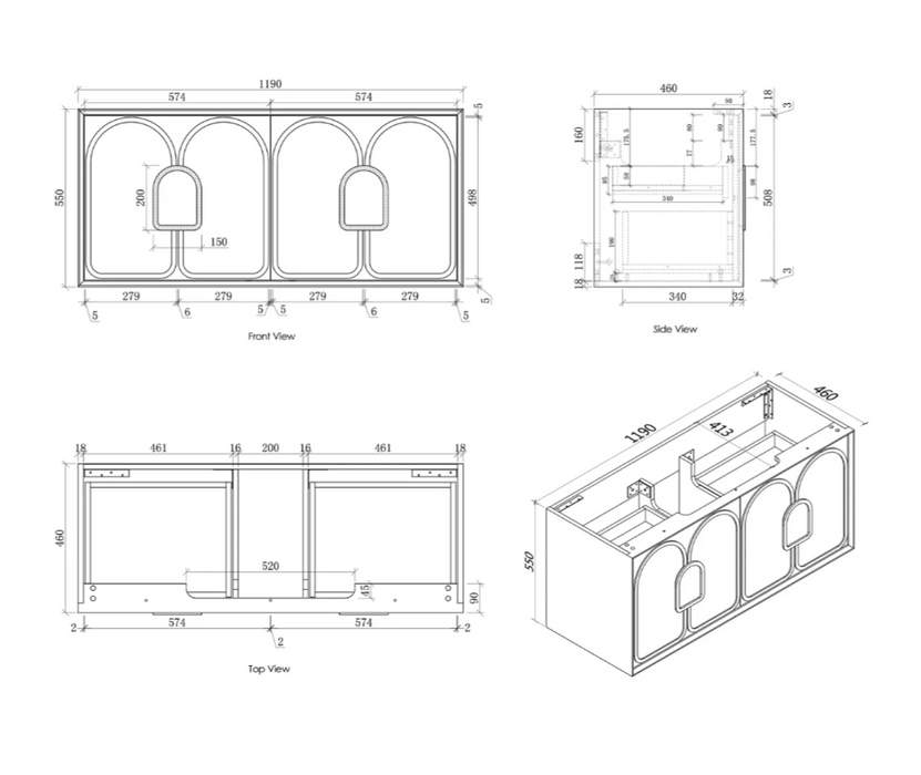 600-1800*460*550mm Laguna Satin White High Moisture Resistant Plywood Wall Hung Vanity