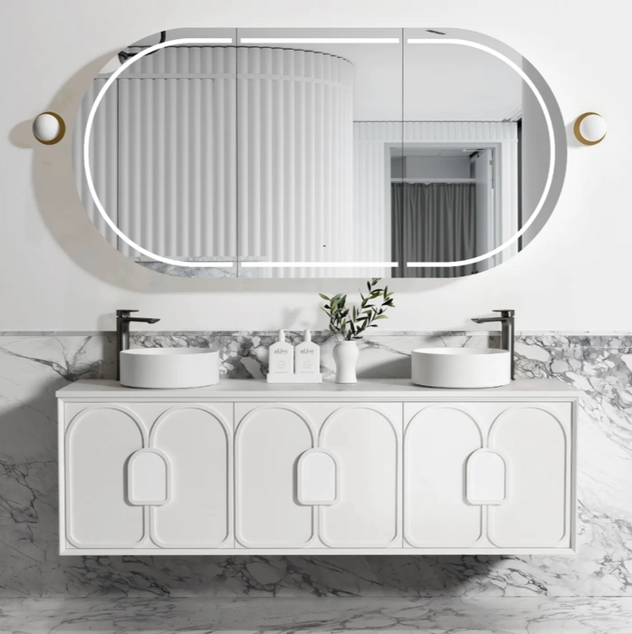 600-1800*460*550mm Laguna Satin White High Moisture Resistant Plywood Wall Hung Vanity