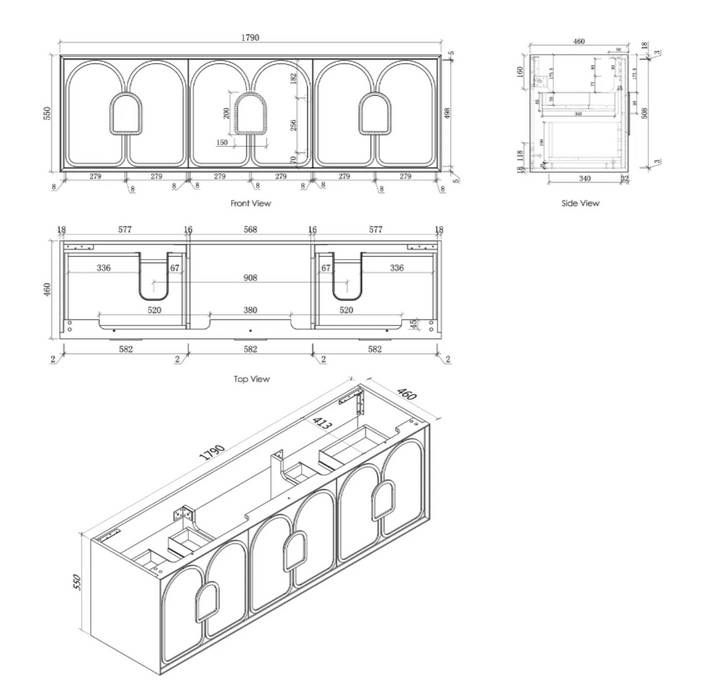 600-1800*460*550mm Laguna Satin White High Moisture Resistant Plywood Wall Hung Vanity