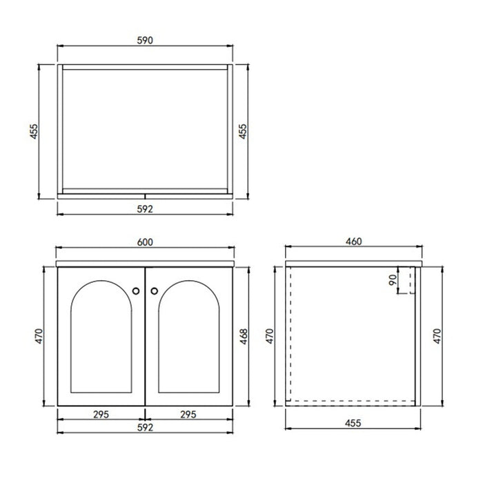 600*455*560mm Lukka Chester Federation Matt White PVC Wall Hung Vanity