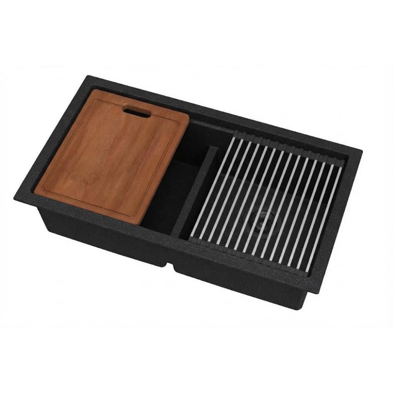825*470*241mm Lukka Gabrio Granite Square Double Bowl Workstation Kitchen Sink