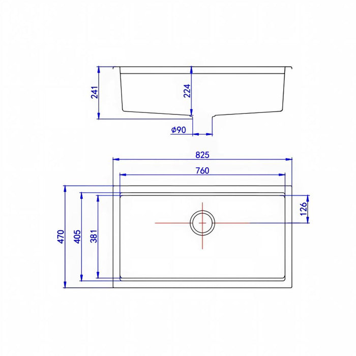 825*470*241mm Lukka Gabrio Granite Square Single Bowl Workstation Kitchen Sink