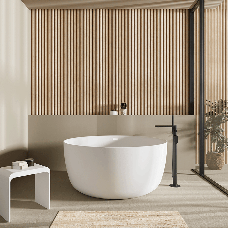 1350*1350*620mm Lukka Olley Gloss White Round Acrylic With Overflow Freestanding Bathtub
