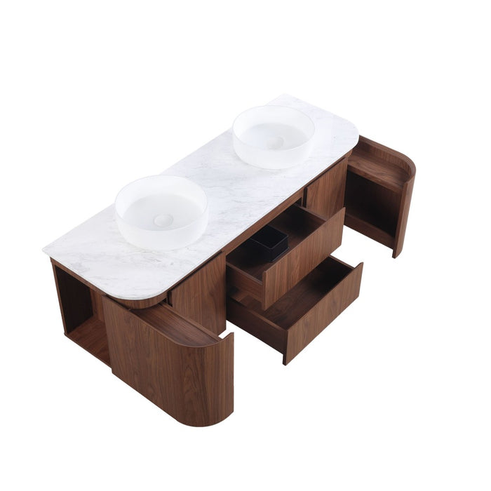 600-1500*495*470mm Lukka Ravello Modern Mocha Oak Woodmatt Plywood Wall Hung Vanity