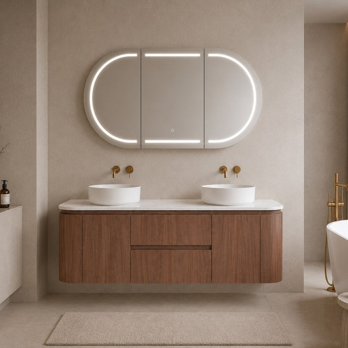 600-1500*495*470mm Lukka Ravello Modern Mocha Oak Woodmatt Plywood Wall Hung Vanity
