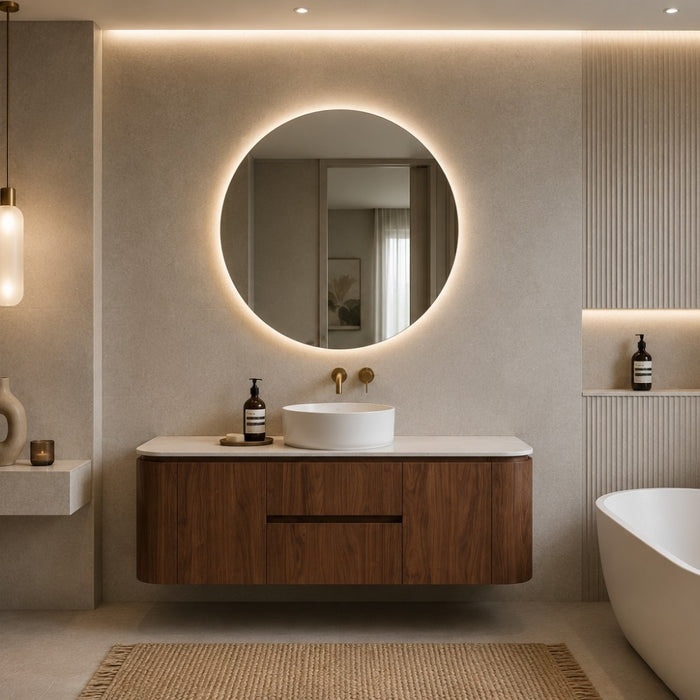 600-1500*495*470mm Lukka Ravello Modern Mocha Oak Woodmatt Plywood Wall Hung Vanity