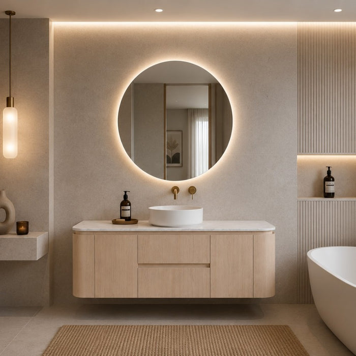600-1500*495*470mm Lukka Ravello Modern Sandy Oak Woodmatt Plywood Wall Hung Vanity