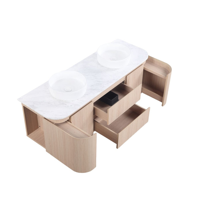 600-1500*495*470mm Lukka Ravello Modern Sandy Oak Woodmatt Plywood Wall Hung Vanity