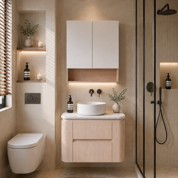 600-1500*495*470mm Lukka Ravello Modern Sandy Oak Woodmatt Plywood Wall Hung Vanity