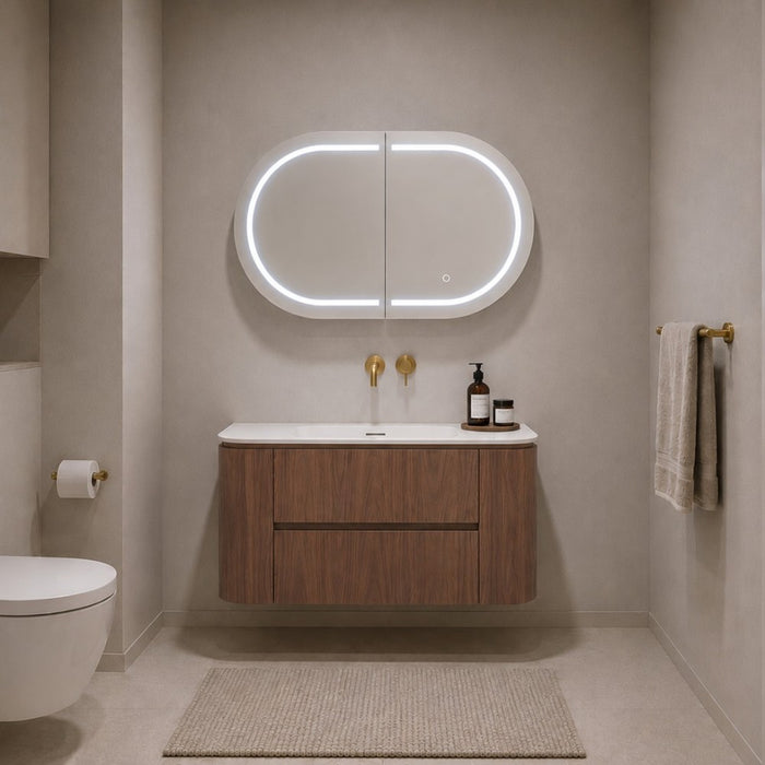 600-1500*495*470mm Lukka Ravello Modern Mocha Oak Woodmatt Plywood Wall Hung Vanity