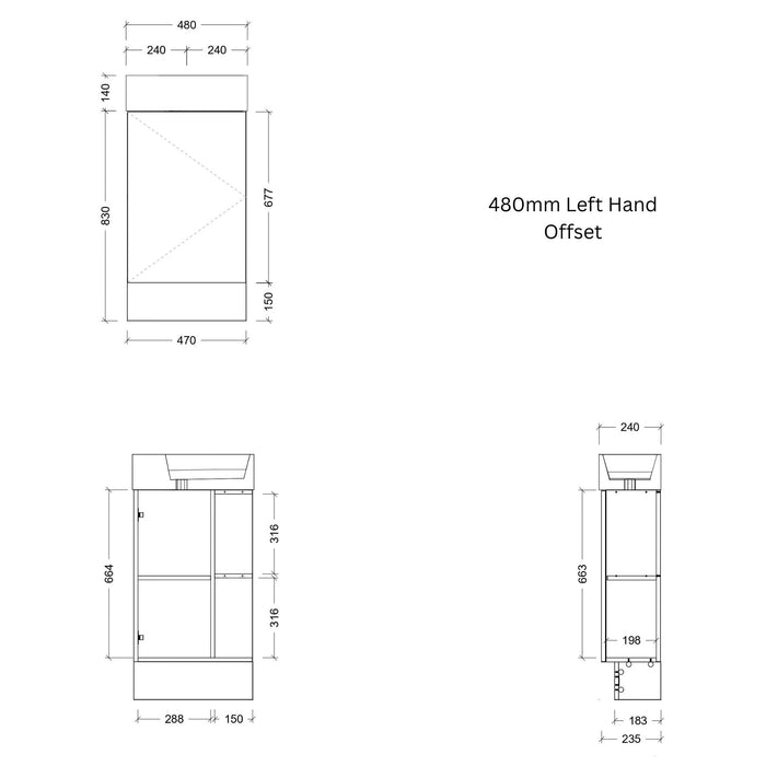 TIMBERLINE LOTTIE 480MM SPACE SAVING SINGLE BOWL CUSTOM FLOOR STANDING VANITY