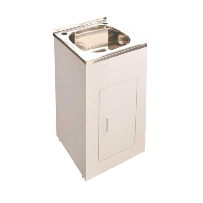 390*500*870mm Roma 30L White Mini Laundry Tub With Stainless Steel Sink & Metal Cabinet